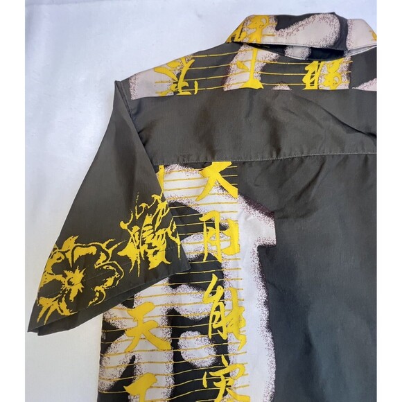 VTG Y2K Utility Brand Dragon Shirt Youth 9/10 Button Down Brown/Yellow RARE - Picture 5 of 14